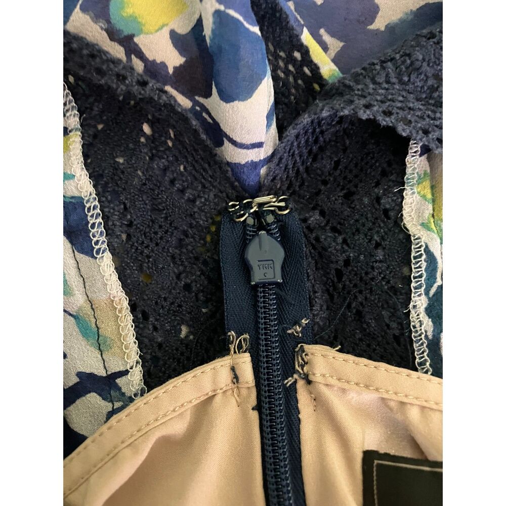 BCBGMaxAzria Jalena floral print lace detail silk sleeveless mini dress - Picture 8 of 13